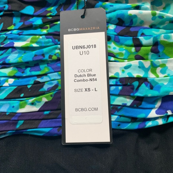 BCBGMaxAzria Runway blue and black mesh panel mini dress - Picture 3 of 8